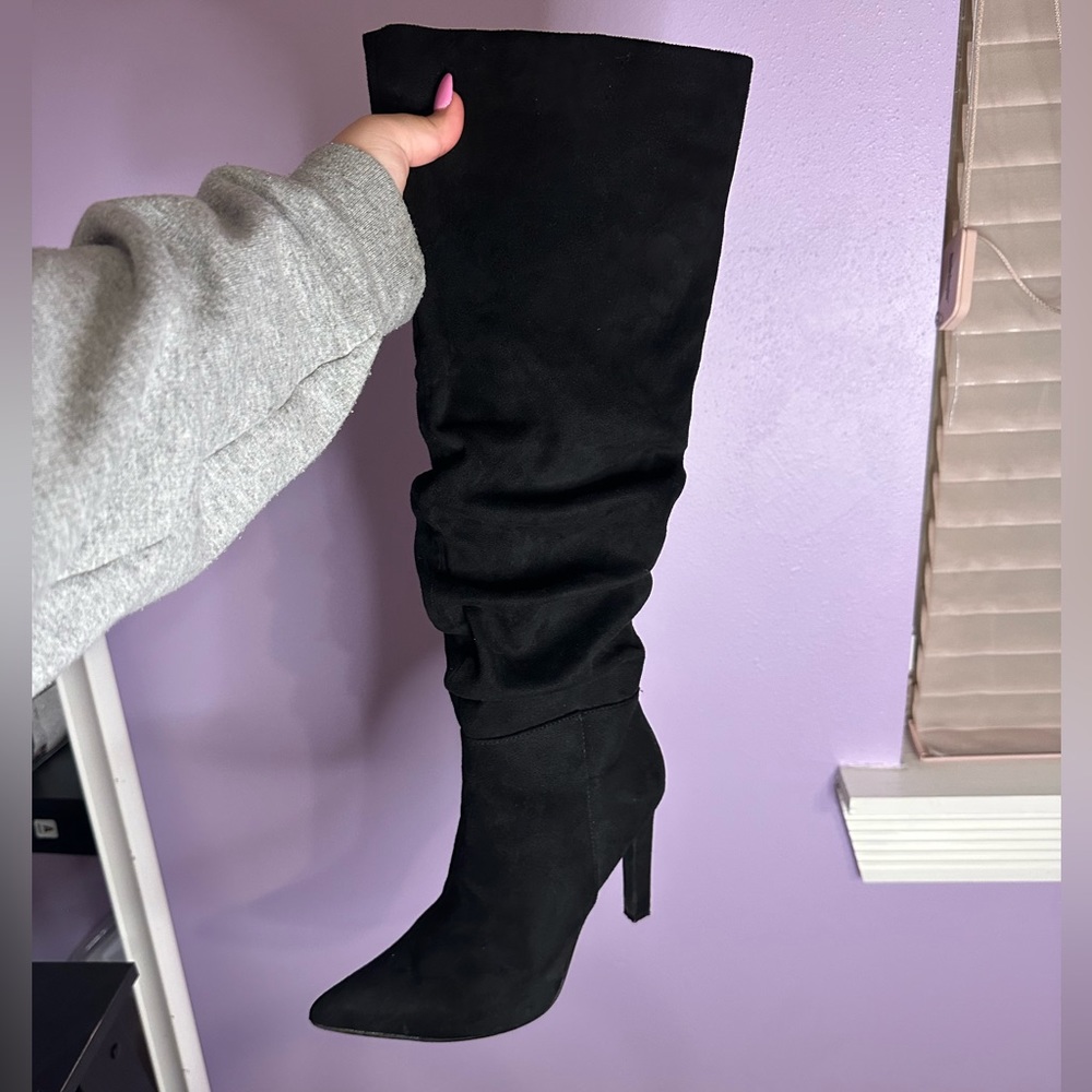 Knee high black boots, size 9